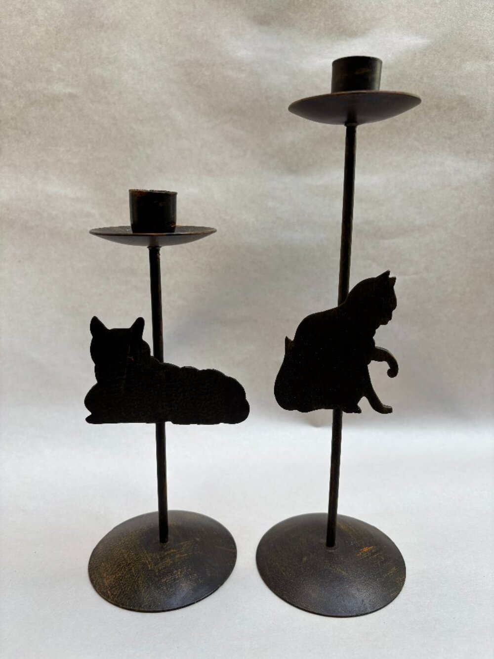 Pair of Metal Cat Candle Holders
